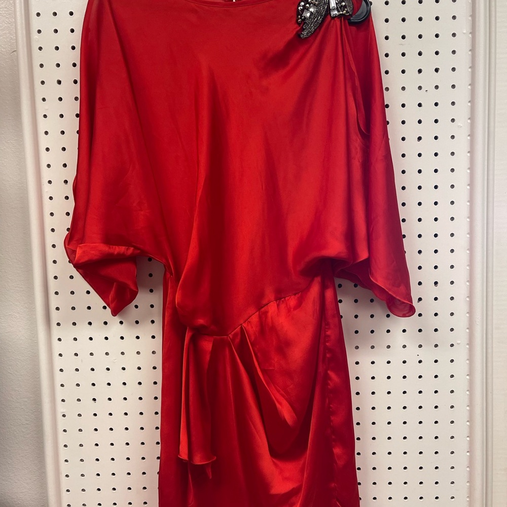 Chic Red Satin Dress